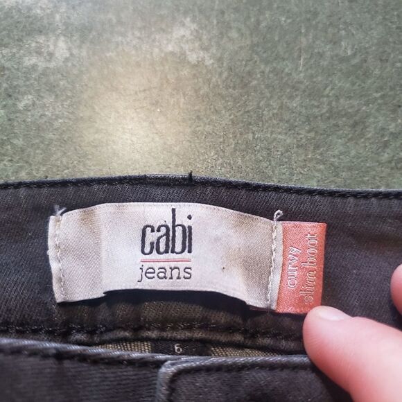 CAbi Curvy Slim Boot Jeans Denim Stretch Size 6 long Shadow Gray - Picture 5 of 5